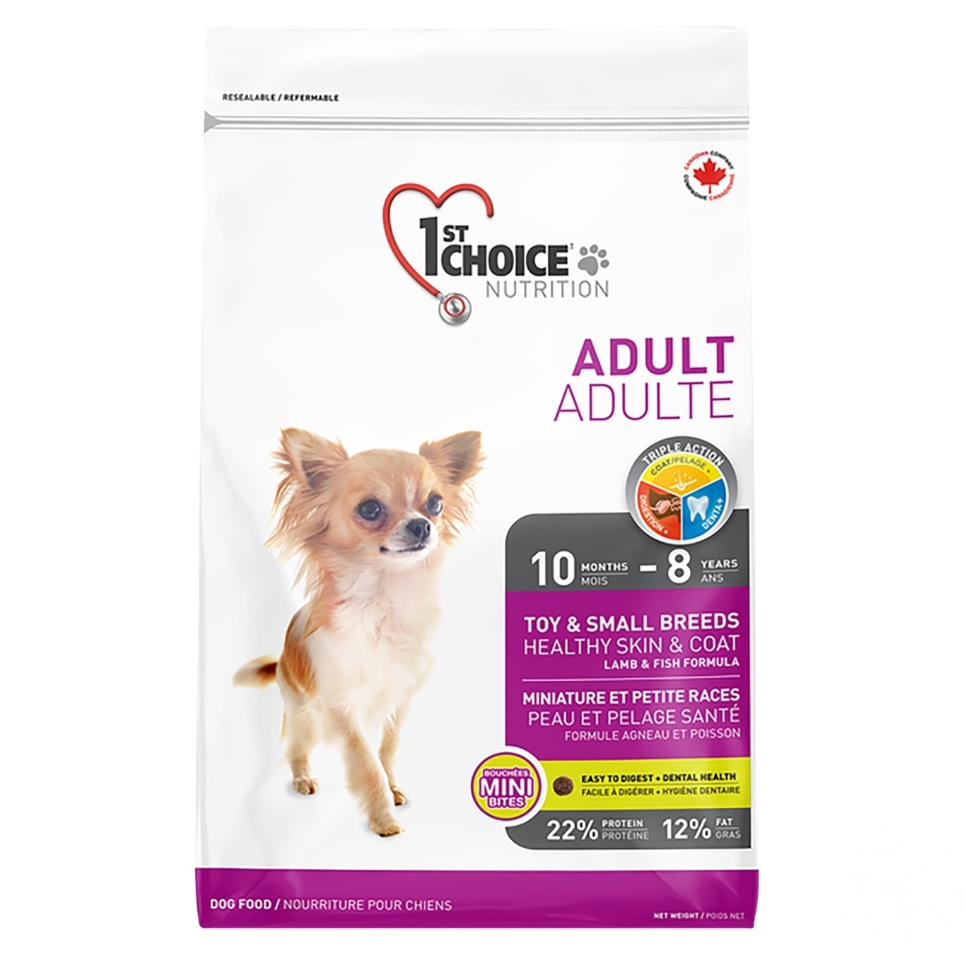 Корм сухой 1st Choice Adult с ягненком и рыбой для собак мелких пород 10мес-8лет 2.72кг
Корм сухой 1st Choice Adult с ягненком и рыбой для собак мелких пород 10мес-8лет 2.72кг