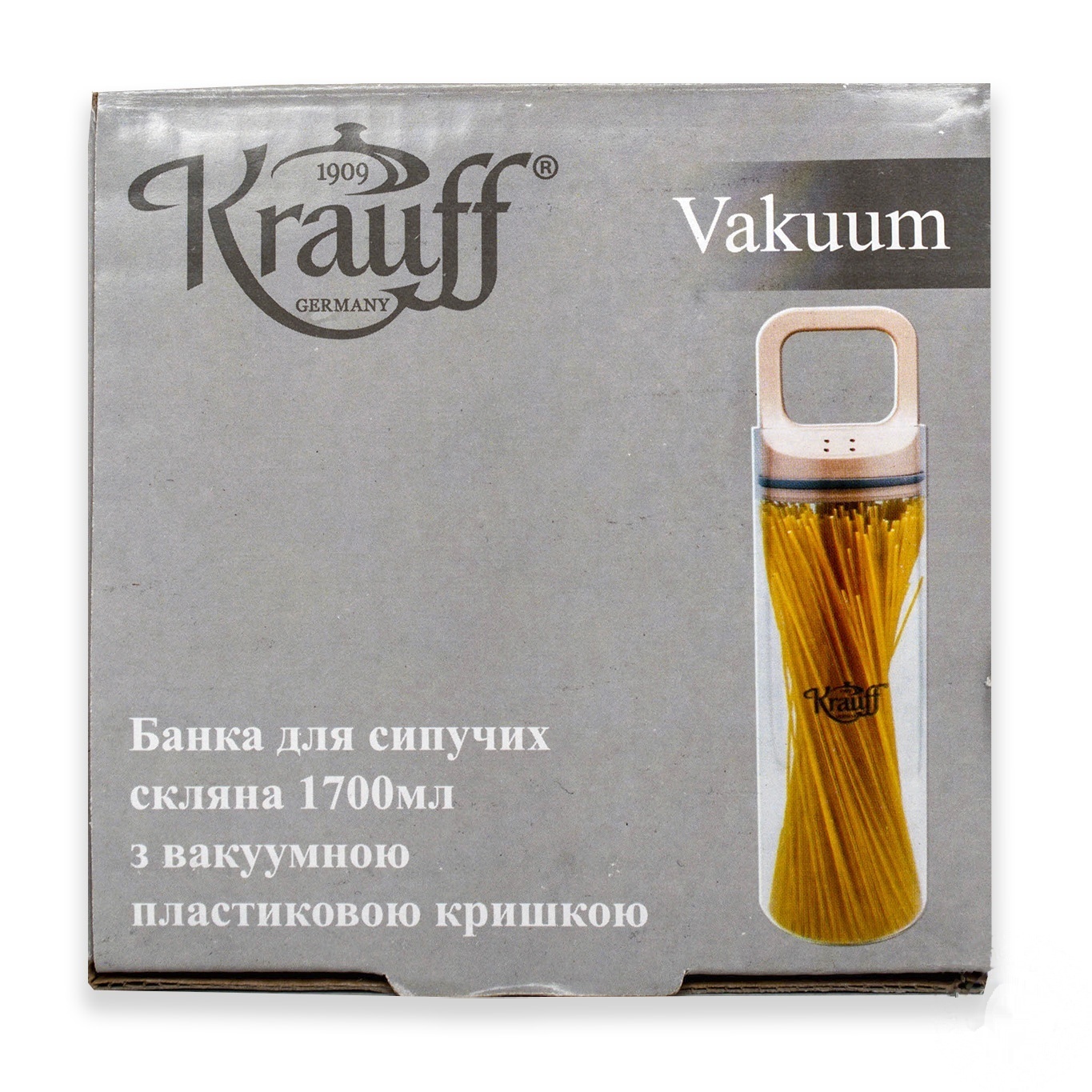 Банка Krauff для сыпучих 1,7л
Банка Krauff для сыпучих 1,7л