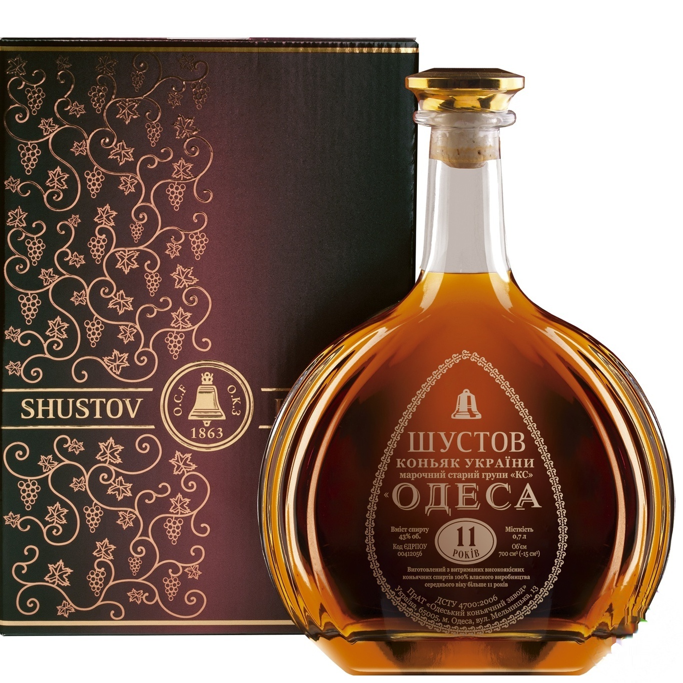 Коньяк Шустов Одеса 11лет 43% 0,7л
Коньяк Шустов Одеса 11лет 43% 0,7л