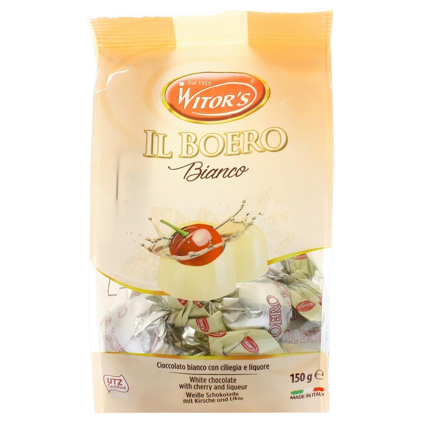 Конфеты Witor's Il Boero Bianco пралине из белого шоколада с начинкой из вишни и ликера 150г
Конфеты Witor's Il Boero Bianco пралине из белого шоколада с начинкой из вишни и ликера 150г