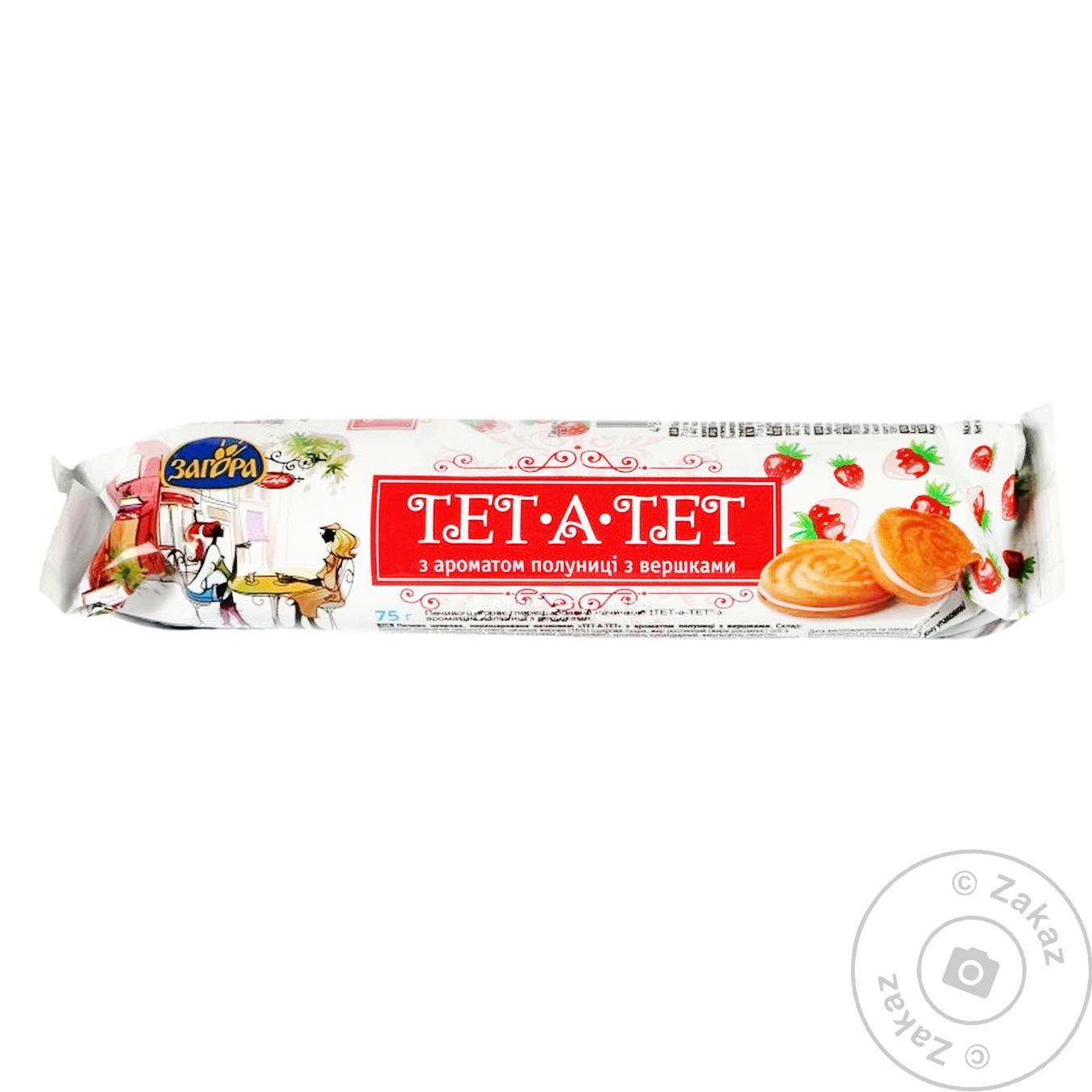 Печенье Загора Тет-а-Тет сахарное переслоенное начинкой с ароматом клубники со сливками 75г
Печенье Загора Тет-а-Тет сахарное переслоенное начинкой с ароматом клубники со сливками 75г