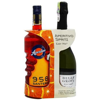 Набор аперитив Santero Spritz 13% 0,75л и Игристое вино Belle Grove Macabeo брют белое 11% 0,75л - купить, цены на Grono - фото 2