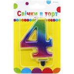 Festa Numeral 4 Color Cake Candle 9cm