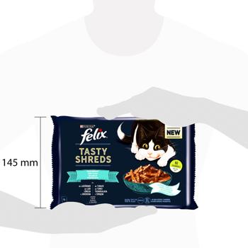 Корм вологий Felix Tasty Shreds з лососем та тунцем для дорослих котів 4х80г - купити, ціни на MasterZoo - фото 2