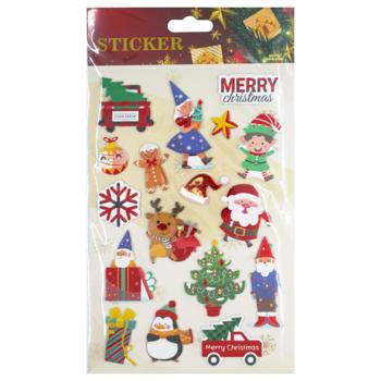 Наліпки новорічні 4 дизайна 14*25 см арт. P162 5985 И899 - купить, цены на КОСМОС - фото 2