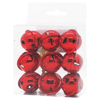 Украшения ёлочные Набор круглых колокольчиков 9шт 3см - купить, цены на КОСМОС - фото 1