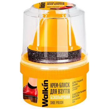 Крем-блиск для взуття Walkin з аплікатором безкольоровий для гладкої шкіри 50мл