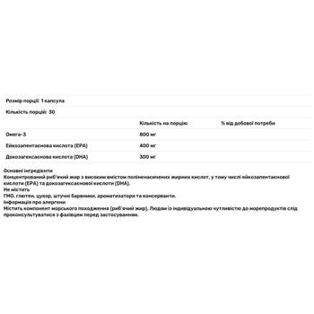 Рыбий жир Swiss Energy Omega 3 Cardio Max 30 гелевых капсул - купить, цены на Biotus - фото 2
