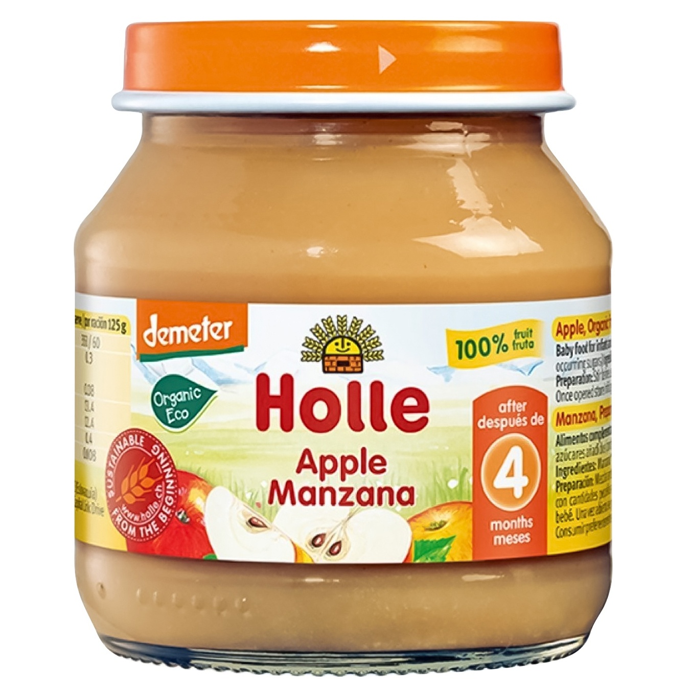 

Пюре Holle яблоко 100% с 4 месяцев 125г