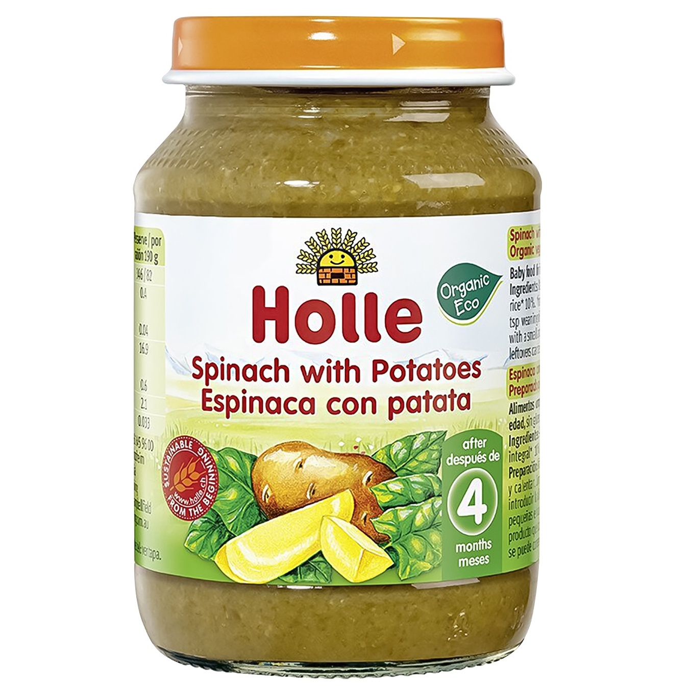 

Пюре Holle шпинат с картофелем с 4 месяцев 190г