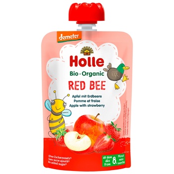 Пюре Holle Red Bee яблуко полуниця з 8 місяців 100г - купити, ціни на WINETIME - фото 1