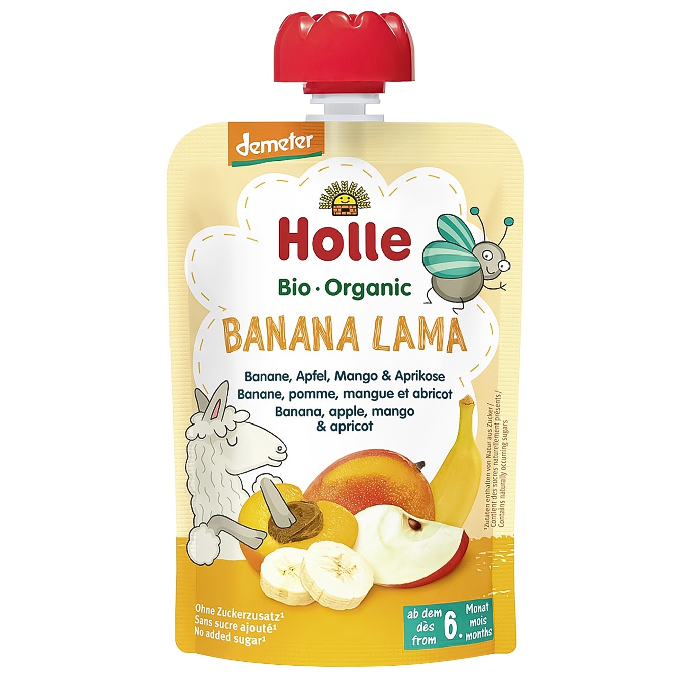 

Пюре Holle Banana Lama банан яблоко манго абрикос с 6 месяцев 100г