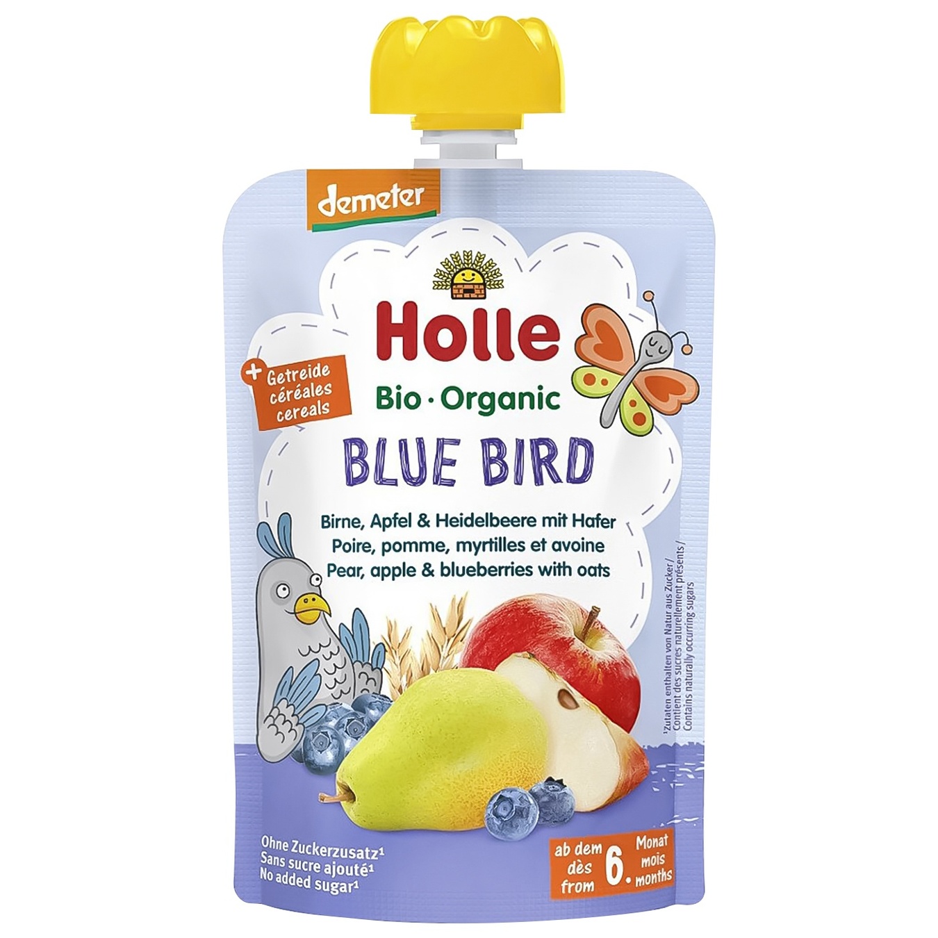 

Пюре Holle Blue Bird груша яблоко черника овес с 6 месяцев 100г