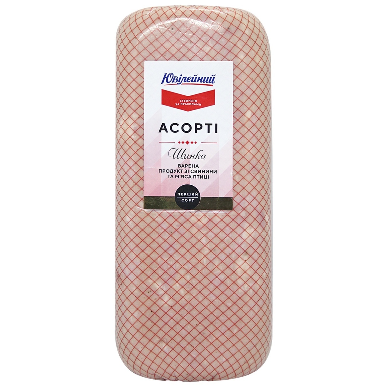 

Ветчина Юбилейный Ассорти вареная из свинины и мяса птицы первый сорт