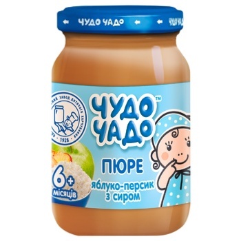 Chudo-Chado apple-peach puree with cottage cheesefor children from 6 months sugar free 170g - buy, prices for NOVUS - photo 1