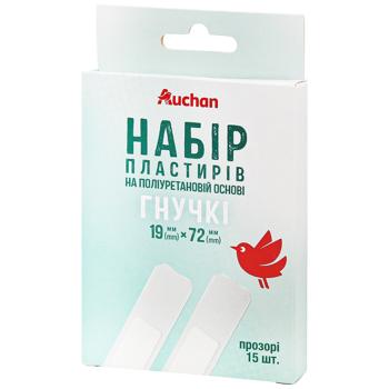 Набір пластирів Auchan Гнучких на поліуретановій основі 15шт