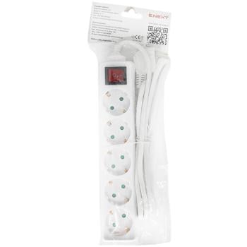 E.next Extension Cord with Grounding and Switch 5 Sockets 3m