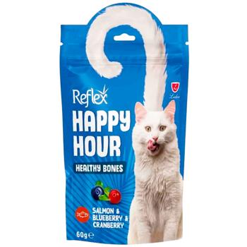 Reflex Plus Happy Hour Healthy Bones ласощі для котів 60 г - лосось, чорниця та журавлина - купити, ціни на MasterZoo - фото 1