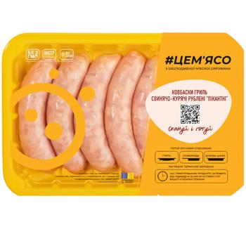 #ЦЕМ'ЯСО Pikantni Chilled Minced Chicken Pork Grill Sausages 500g - buy, prices for Auchan - photo 1