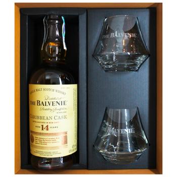 Набір Віскі Balvenie Caribbean Cask 14 yo + 2 склянки 0.7 л - купить, цены на WINETIME - фото 3