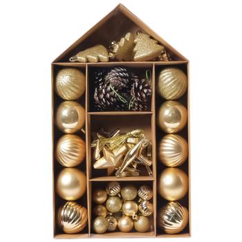 Actuel Set of Golden Christmas Ornaments 3-8cm 50pcs - buy, prices for Auchan - photo 1