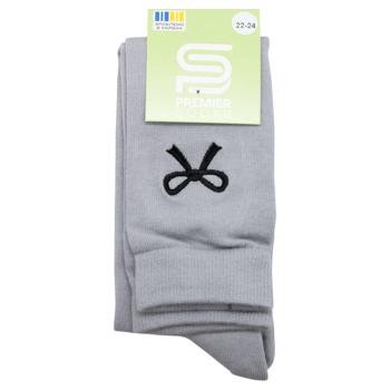 Premier Socks Teenage Knee Highs With Bow Embroidery s.22-24 Light Grey - buy, prices for EKO Market - photo 1