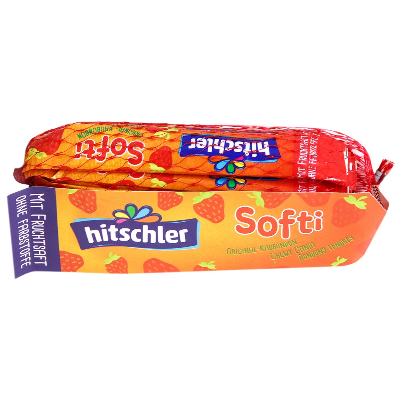 

Жевательные конфеты Hitschler Softi полоски клубника 90г
