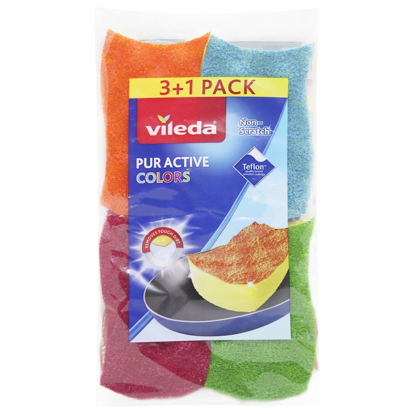 

Губка Vileda Pure Active Colors для тефлона 4шт
