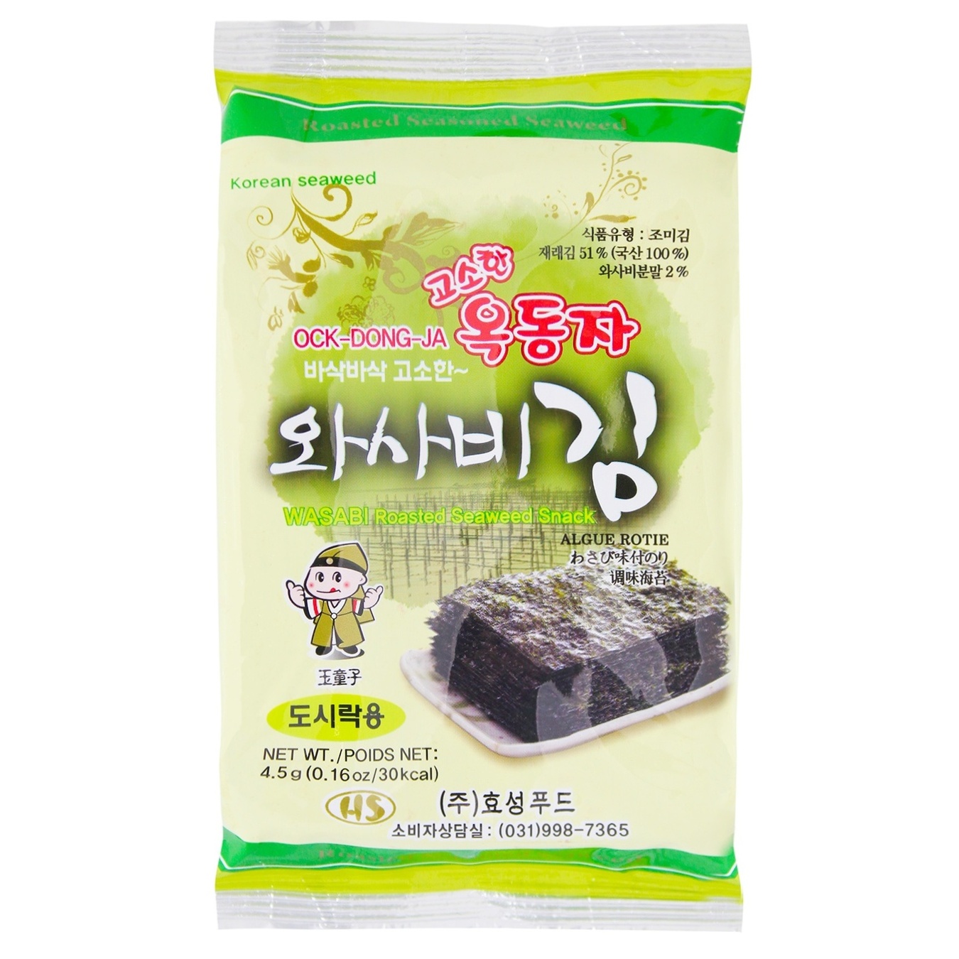 

Нори снек Ock Dong Ja с васаби 4,5г
