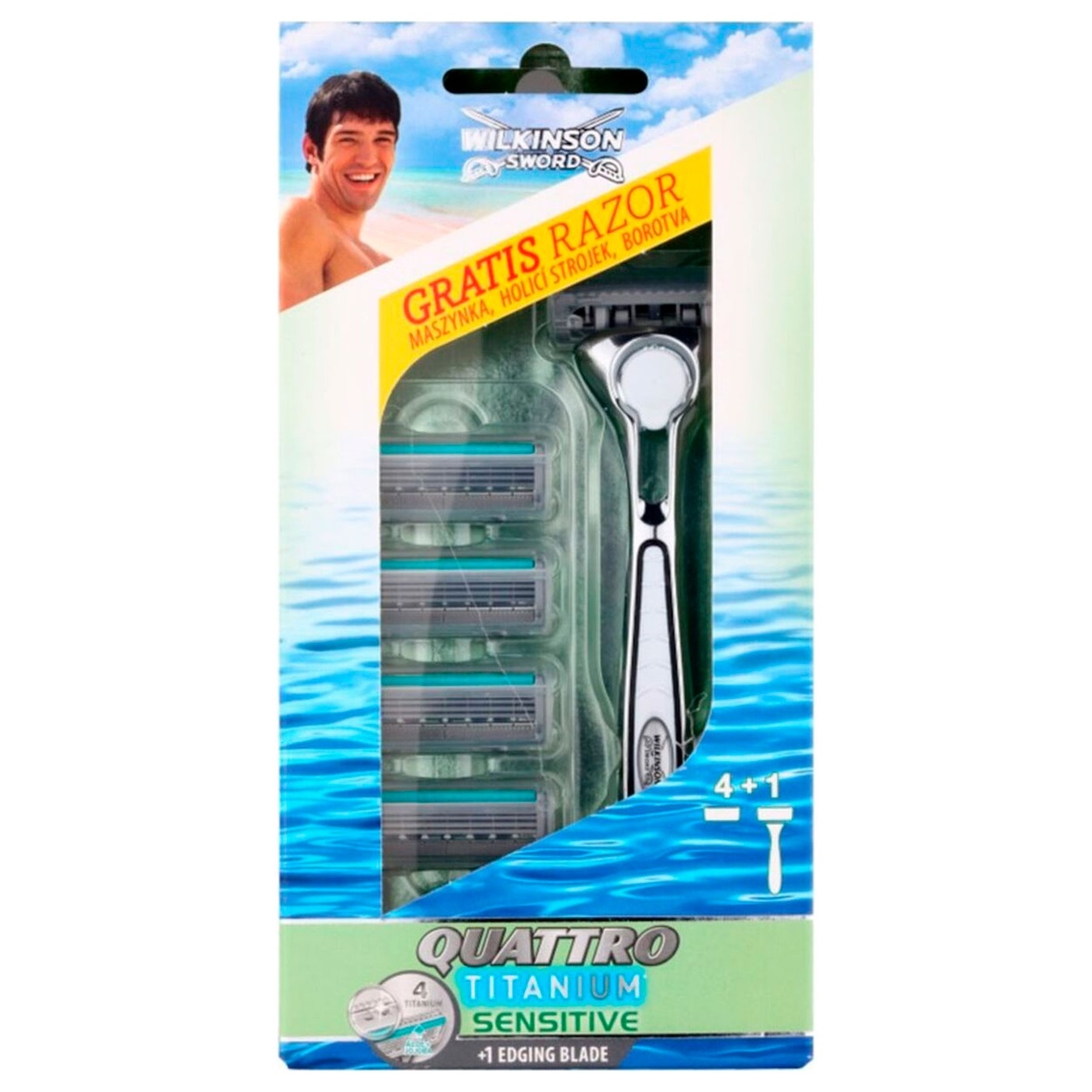 

Станок Wilkinson Sword Quattro Sensitive + 4 сменных картриджа