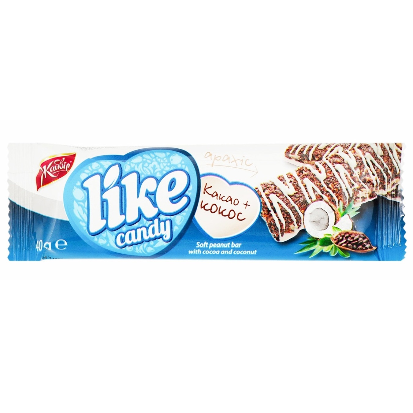 

Батончик арахисовый Жайвир Like сandy Какао+Кокос 40г