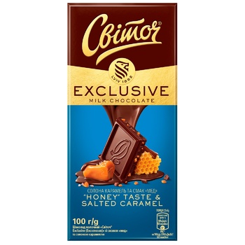 SVITOCH® Exclusive Honey Flavored Milk Chocolate with Salted Caramel 100g - buy, prices for METRO - photo 1