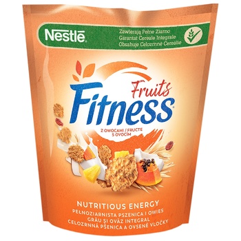 Готовий сухий сніданок NESTLÉ FITNESS&Fruits з цільної пшениці з фруктами 425г