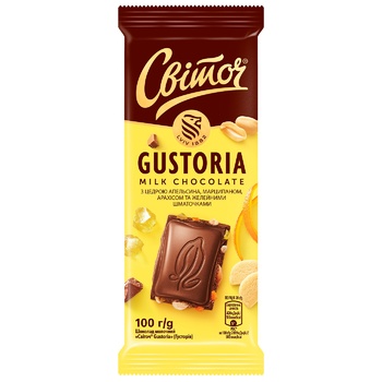 SVITOCH® Gustoria Milk Chocolate with Orange Peel, Marzipan, Peanut and Jelly Pieces 100g - buy, prices for METRO - photo 1