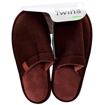 Капці чоловічі Twins 15843 HS-OZ вельвет коричневі р.42/43 - купити, ціни на Восторг - фото 1