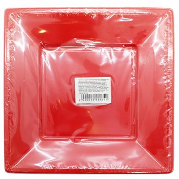 Red Plastic Square Plates 18cm 10pcs - buy, prices for Tavria V - photo 1