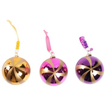 Actuel Plastic Christmas Tree Ball with Decorative Design 7.8cm in assortment