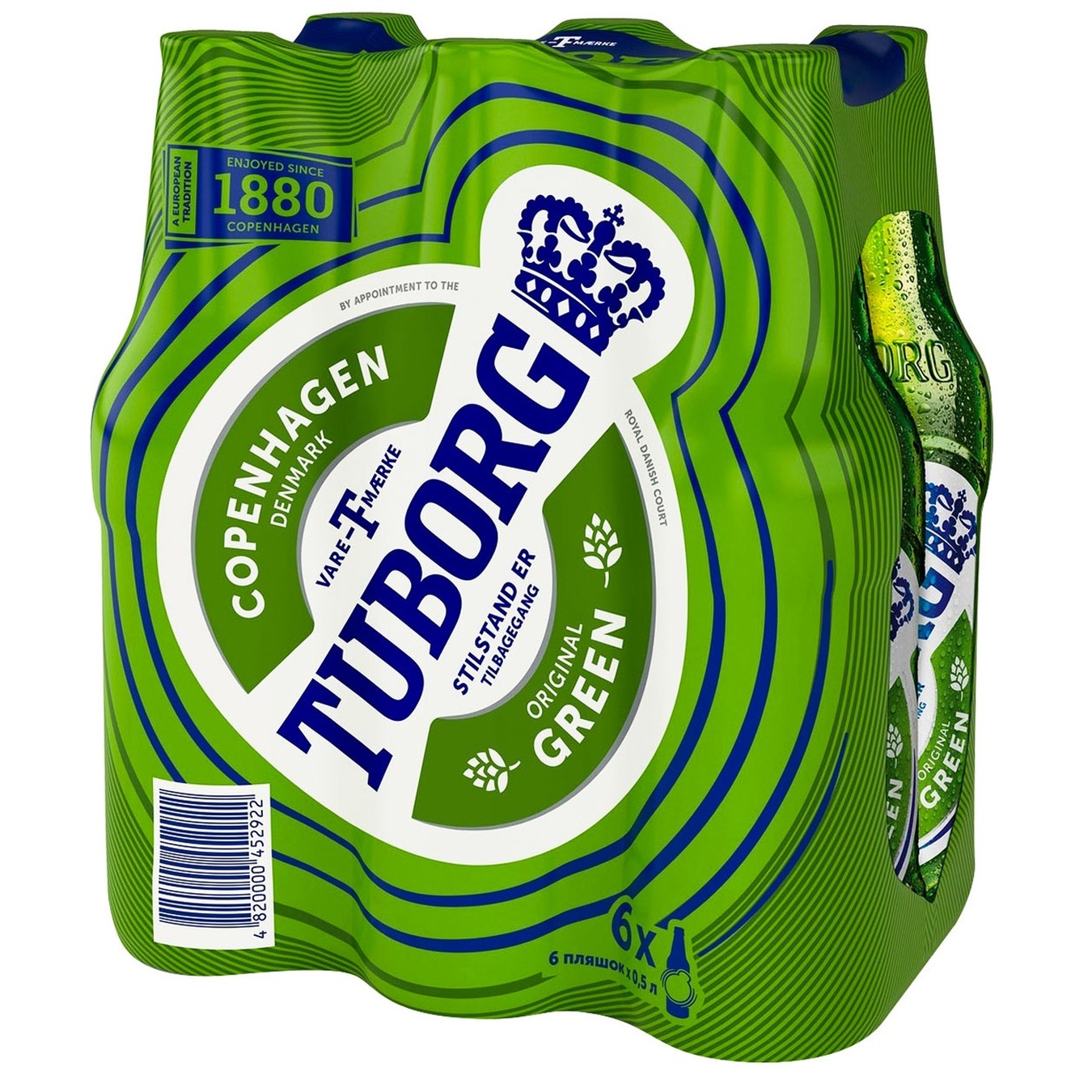 

Пиво Tuborg Green світле пастеризоване 4.6% 0,5л 6шт