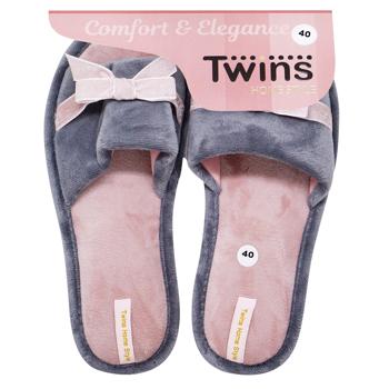 Twins Grey Bow Peas Women's Home Slippers s.36-40 Elza - buy, prices for NOVUS - photo 1