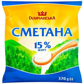 Сметана ГаличанськА 15% 370г - купити, ціни на NOVUS - фото 1