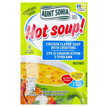 Суп курячий Тьотя Соня Гарячий супчик з грінками 15г - купити, ціни на КОСМОС - фото 1