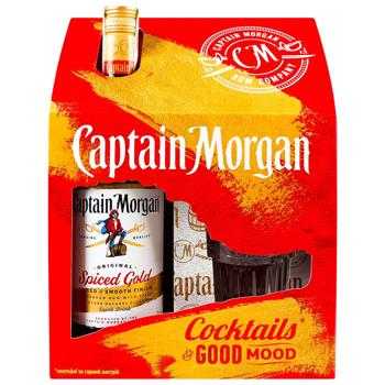 Captain Morgan Spiced Gold Rum 35% 1l and Glass 340ml Gift Set - buy, prices for METRO - photo 1