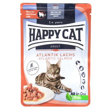 Корм влажный Happy Cat с атлантическим лососем для кошек 85г