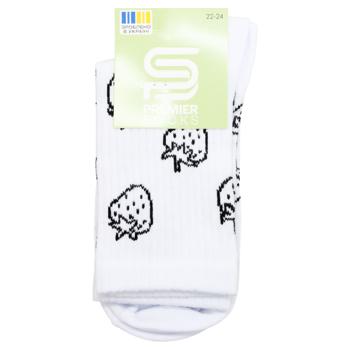 Шкарпетки Premier Socks підліткові високі з полуницею р.22-24 білий