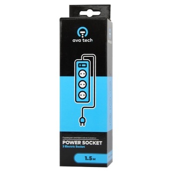 Удлинитель Ava Tech Power Socket на 3 розетки 1,5м - купить, цены на Auchan - фото 1