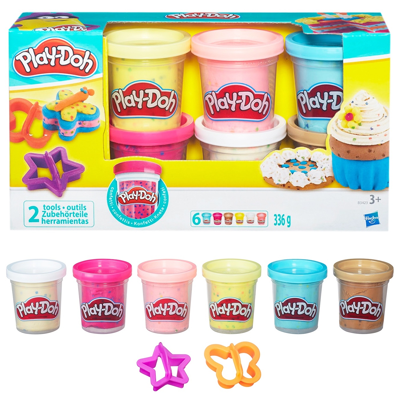 

Игровой набор Play-Doh Тесто для лепки с конфетти 6 баночек 336г