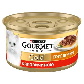 Gourmet Gold Sauce Deluxe Wet Food with Beef for Adult Cats 85g - buy, prices for MasterZoo - photo 1
