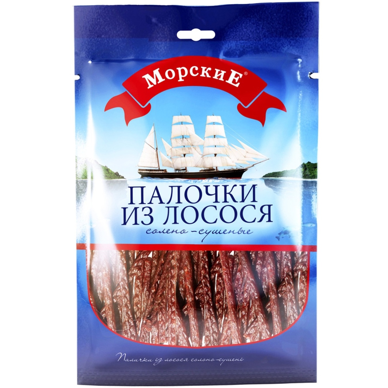 

Палочки из лосося Морские солено-сушеные 36г