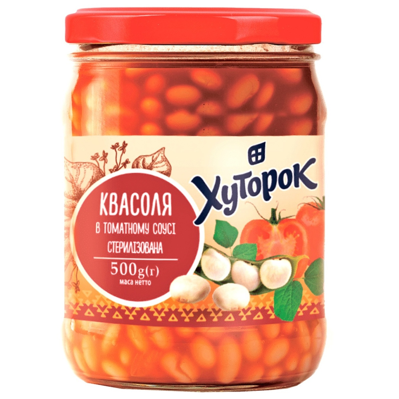 

Фасоль Хуторок в томатном соусе 500г