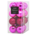 Koopman Set of Christmas Balls 5сm 16pcs Fuchsia